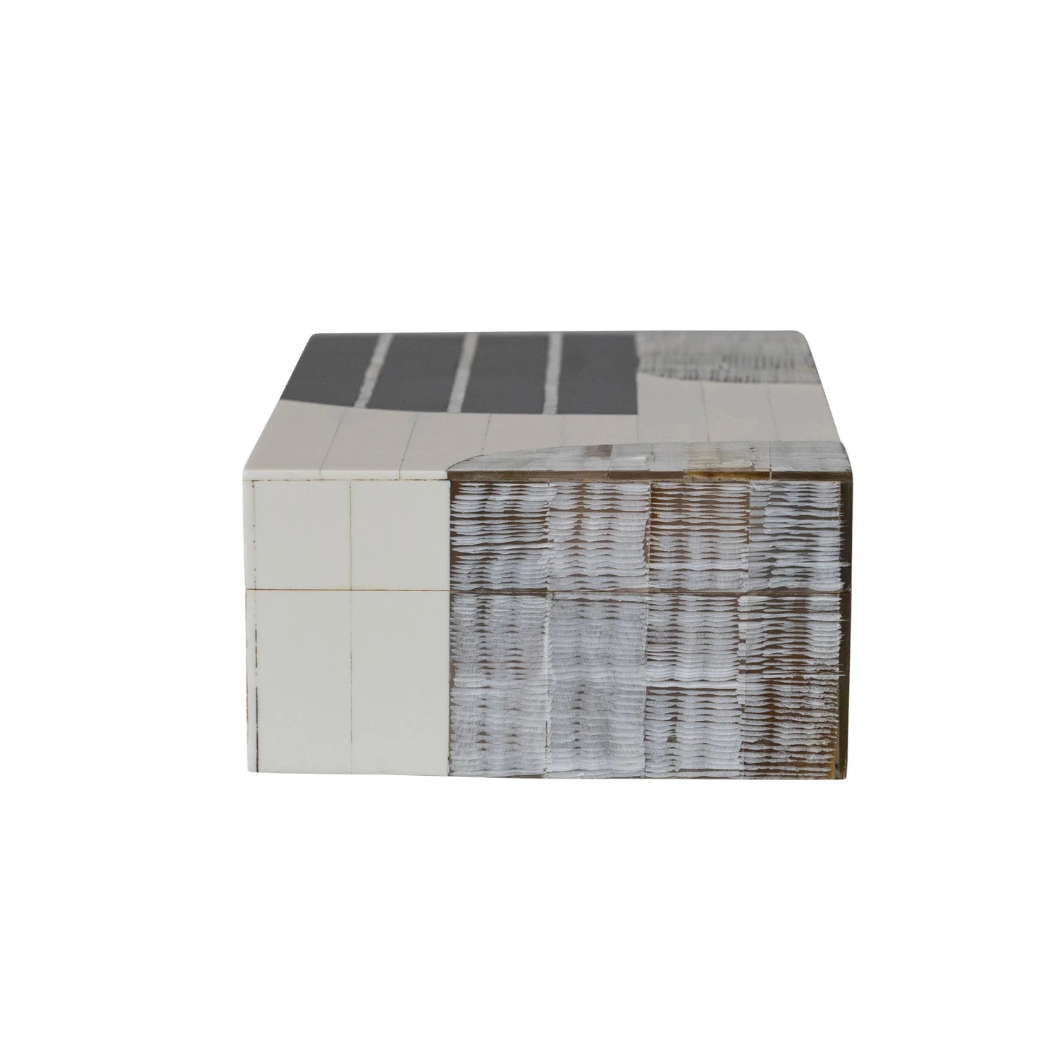 Resin Box with Horn Inlay – Onyx and Linen